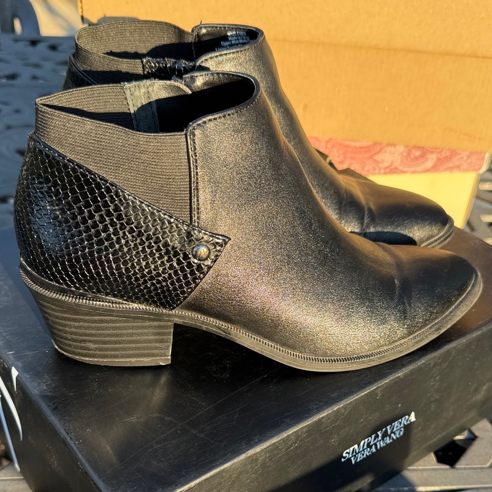 Simply Vera Vera Wang Shimmering Black Ankle Booties